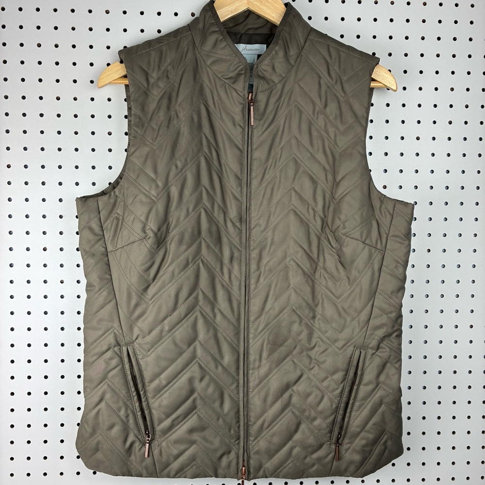 JH Collectibles Casual Puffer Vest Olive Green Zip Front‎ Size Large Outdoors